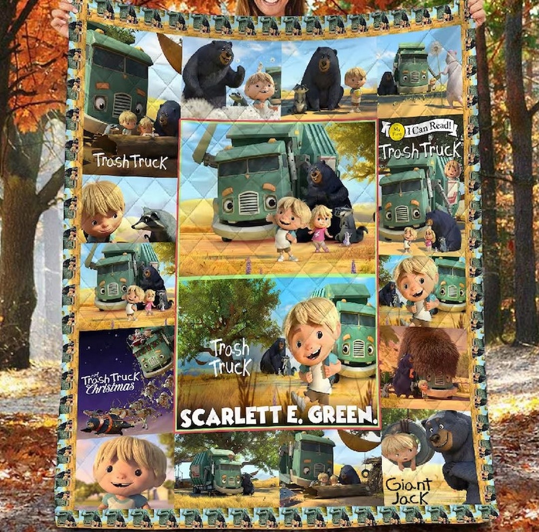 Trash Truck Blanket, Personalized Trash Truck Fleece Blanket, Custom