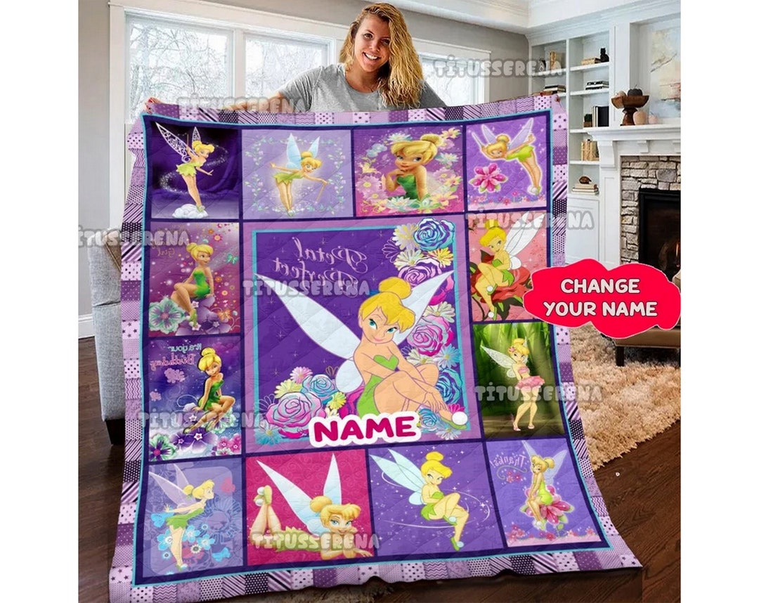 Personalized Disney Tinkerbell Fleece Blanket, Tinkerbell Blanket