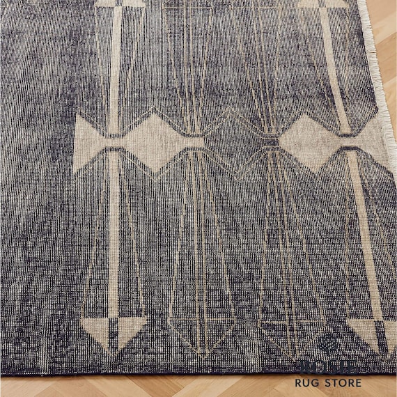 Luma Hand Knotted Black Wool Area Rug 8x10 9x12 10x14 | Custom Premium Wool Rug | Luxury Turkish Design for Living Room Bedroom Kids Room
