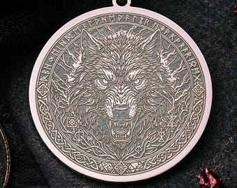 Fenrir Wolf Pendant - Norse Viking Jewelry (Sterling Silver & Gold)