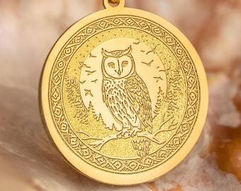 月のフクロウネックレス - 知恵のペンダント - 神秘的でスピリチュアルな動物のジュエリー
