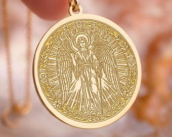 Archangel Raphael Pendant: Healing Necklace in Gold or Silver