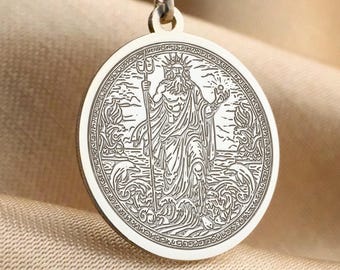 Poseidon Pendant Necklace - Greek Sea God Trident Jewelry