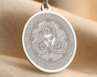 Triskelion Pendant: Celtic Triple Spiral Symbol (14K Gold, Sterling Silver)