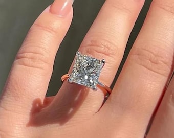 5.0 CT Princess Cut Moissanite Ring, 14K Solid Gold Engagement Ring, Wedding Ring, Gift For Women, Princess Cut Bridal Ring Gifts