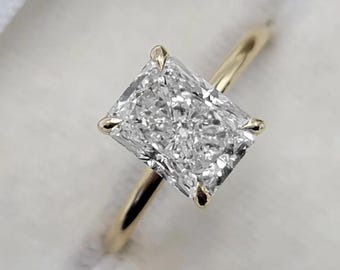 14K Yellow Gold Radiant Cut Engagement Ring Radiant Cut Solitaire Ring Radiant Cut Moissanite Ring Women'S Engagement Rings