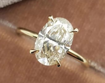 2ct Oval Cut Moissanite Engagement Ring, Oval Solitaire Moissanite Ring, 14k Solid Gold Ring, Anniversary Gift Ring, Bridal Ring, Daily Ring