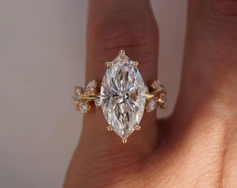 3 CT Marquise Diamond Engagement Ring Moissanite Diamond Anniversary Ring Unique Proposal Ring for Her Six Claw Prong Setting Ring Gifts