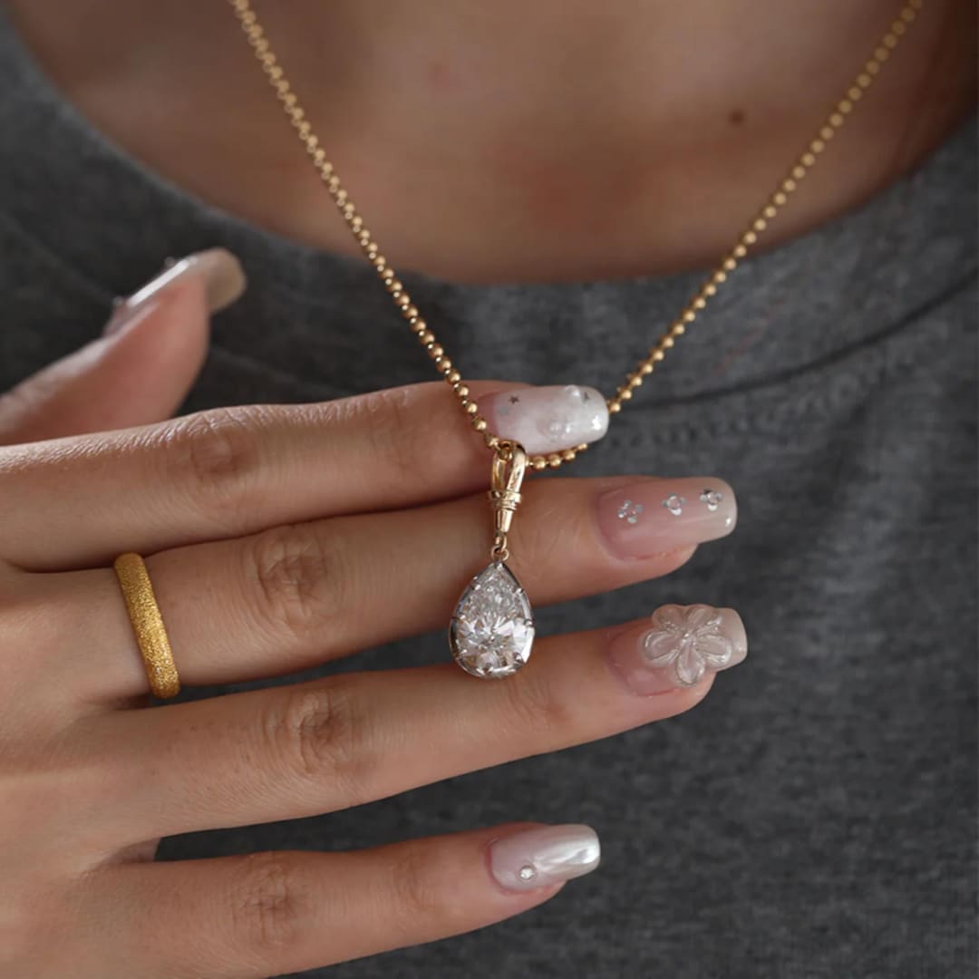 Pear Cut IGI Certified Lab Grown Diamond Pendant for Necklace | Gold ...