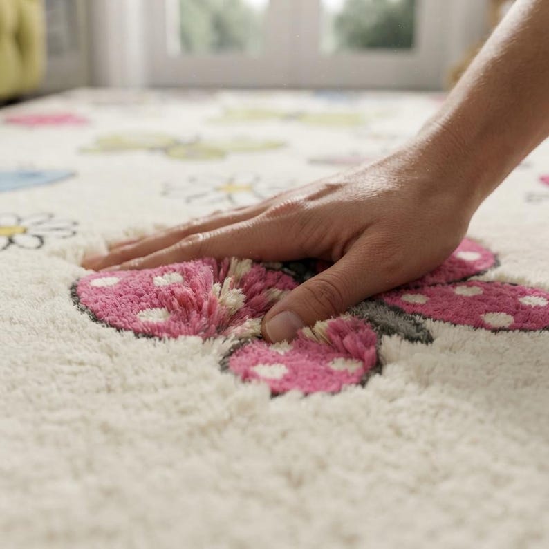 Pastel Patterned Rug Cute Butterfly Kids Rug, Pastel Nursery Decor, Playroom Area Rug, Girls ...