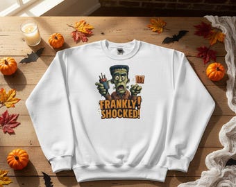 Nesbram | Sweatshirt Halloween Frankenstein, Cadeau Unisexe Drôle, T-Shirt Horreur, Pull Automne Effrayant, Couleurs Confort.