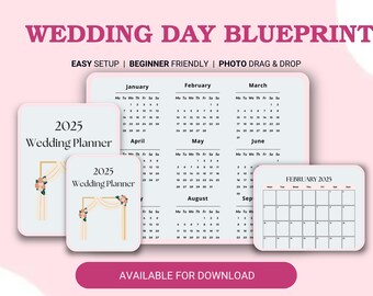Canva Editierbarer Hochzeitsplaner: Braut Checkliste, Budget und Journal (PDF)