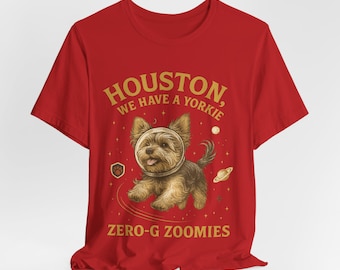 Maglietta Yorkie In Space: maglietta vintage con incisione Yorkshire Terrier