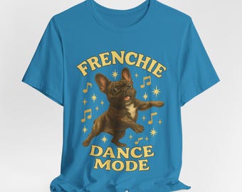 Funny Dancing Frenchie Graphic Tee: Vintage-Style French Bulldog Gift