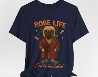 T-shirt Pug Robe Life : motif gravé de style vintage