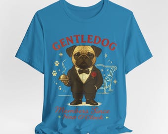 Tuxedo Pug T-Shirt: Vintage Gentledog Lounge Tee, Gift for Pug Lovers