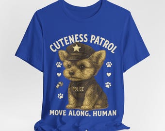 Maglietta Yorkshire Terrier: maglietta vintage con incisione "Yorkie Cuteness Patrol"