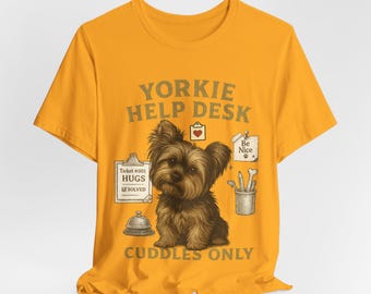 Maglietta vintage con scritta "Help Desk" dello Yorkshire Terrier: regalo per gli amanti dei cani con incisione