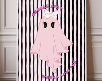 Halloween Print | Funny Rude Home Decor |  Bold Humour Art Print | Edgy Print | Cute Pink Ghost Wall Art