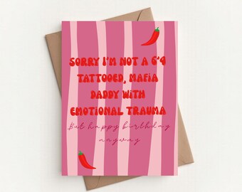 Spicy Romance Reader Birthday Card | Mafia Daddy, BookTok Humor (A6)