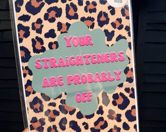 Leopard Print Wall Art | Pink Green Typography Quote (Digital Print)