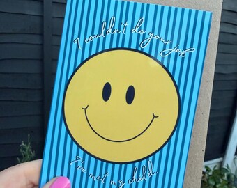 Funny Teacher Thank You Card | Humorous Smiley Face, Parent Appreciation (A6 Card)