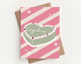 Graduation Card | Vintage Heart Cake, Punny Congratulations Message