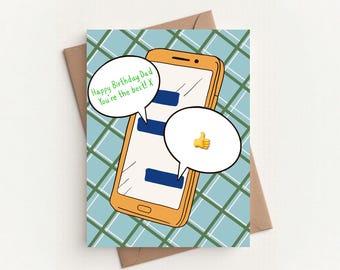 Funny Dad Birthday  Card | Text Message Dad Card | Minimal Modern Greeting Card | Dad Thumbs Up Card