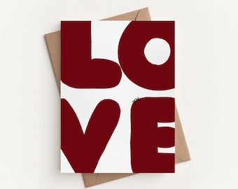 Love You Card | Minimalist Anniversary Card | Romantic Just Because Card | Valentine’s Day Card | Modern Typography Greeting Card