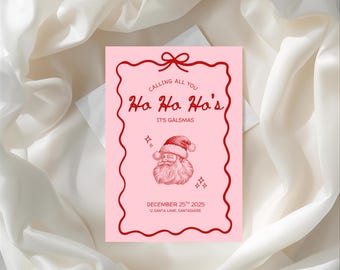 Friendsmas Galsmas Invitation Bundle | Pink & Red Holiday Party Templates (Digital Download)