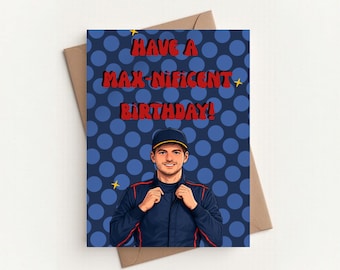 Max-nificent Birthday Card | Motorsport Inspired Birthday Card | Racing Fan Birthday Card | Funny Birthday Card | Speed Lover Greeting Card