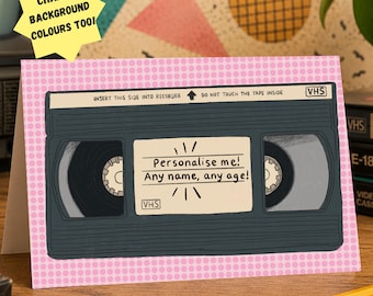 Personalised Retro VHS Birthday Card | Hand Drawn Nostalgia Greeting