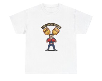 Kampf um die Küche T-Shirt | Cartoon Koch mit Pfannenwendern, Küchen-Koch-Shirt