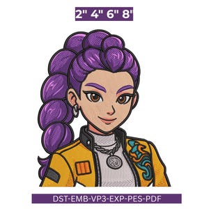 Diseño de bordado de Rumi, bordado de Huntrix Girls, bordado de Demon Hunters del K-pop, archivo de bordado de Huntrix, 4 tamaños