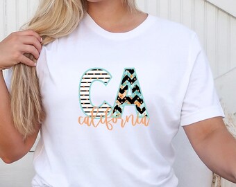 Floral CA State T-Shirt, Modern California Tee