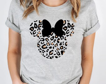 Minnie Mouse Leopard Print Shirt, Disney Family Trip Tee
