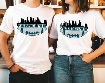 Retro Philly Football Shirt, Philadelphia Skyline, Unisex Game Day Tee