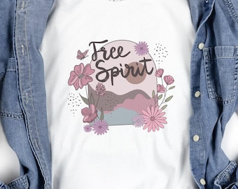 Boho Floral T-Shirt, Free Spirit Graphic Tee
