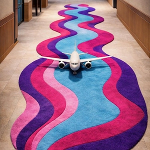 Modern Abstract Wave Runner Rug, Black Beige Gold Hallway Carpet