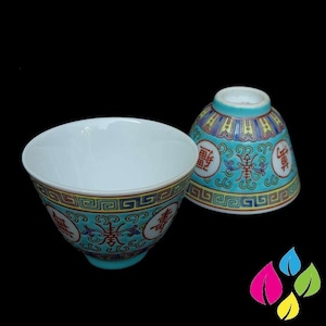 Mun Shou Porcelain Classic Cup from 80's - Wan Shou Wu Jiang