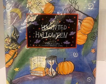 Haunted Halloween Tablecloth Flannel Backed Vinyl 52" x 70" Oblong