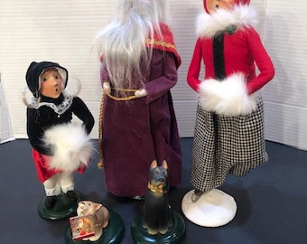 Lote de 5 villancicos navideños antiguos de Byers' Choice, 1991