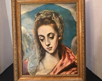 Reproducción de la impresión vintage en lienzo de "La Virgen María" de El Greco