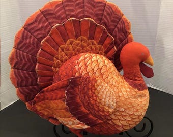 Stuffed Cloth Turkey Wall Hanging 15" x 15"