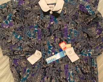 Vestido midi floral vintage Leslie Fay – Prairie Core, años 80, talla 16 (nuevo)