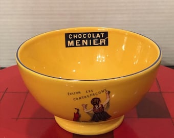 Vintage Chocolat Menier Nestle Editions Clouet with Eviter Les Contrefacons Yellow Bowl - France Rare