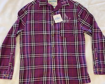 Botón superior de franela coleccionable de Disney Cakeworthy Frozen Anna Olaf MED NWT Raro