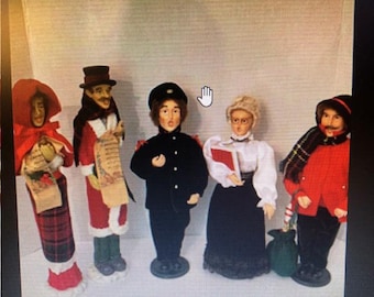 Lote de 5 - Figuras navideñas vintage de villancicos de pueblo con forma de lápiz