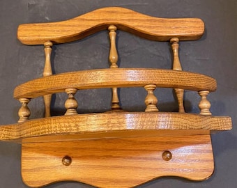 Vintage Wall Mounted Oak Shelf