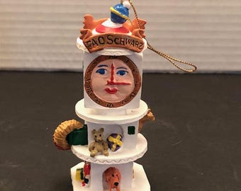 Vintage Christmas Ornament FAO Schwarz Clock Tower